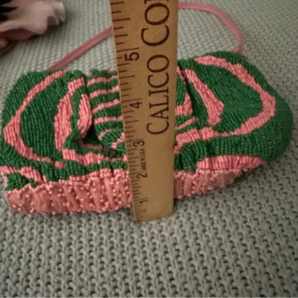 STAUD Beaded Bean Emerald Quartz Acid Swirl Clutch Mini Bag - Picture 6 of 16